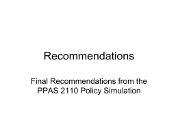 Recommendations from the Policy Simulation