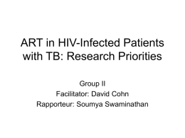 ART in HIV-Infected TB Patients: Research Priorities