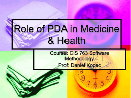 Role of PDA in Medicine & Health - Computer and Information Science