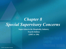 Supervision in the Hospitality Industry Chapter 8 Power Point
