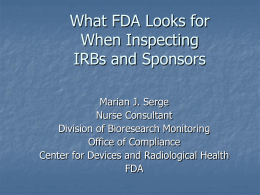 FDA`s IRB Compliance Program & Sponsor Compliance Program