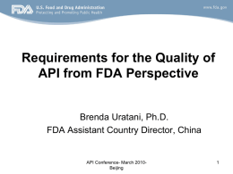 Requirements for the Quality of API from FDA