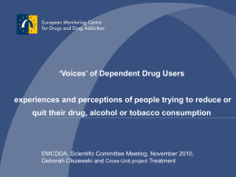`Voices` of Dependent Drug Users experiences - Emcdda