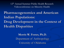 Pharmacogenomics and American Indian Populations: Drug