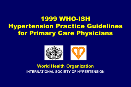 1999 WHO-ISH Hypertension Practice Guidelines for Primary Care