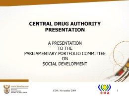 WHAT IS THE CDA? - Parliamentary Monitoring Group