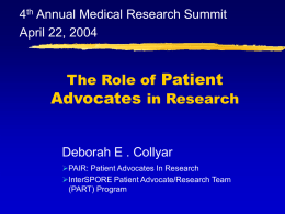 How Patient Advocates Enhance Research