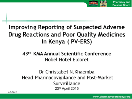 KMA Improving Reporting and Analysis of Suspected Adverse Drug