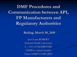 DMF Procedures and Communication between API, FFP