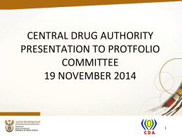 Central Drug Authority - Parliamentary Monitoring Group