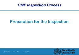Preparation for an inspection