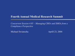 Medical Research Summit Precon II 4.26.04