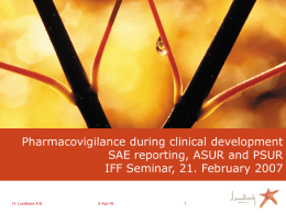 Pharmacovigilance during clinical development SAE reporting