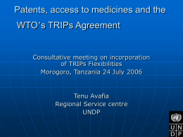 UNDP on TRIPS & Tanzania - About Trade, TRIPS and Access to