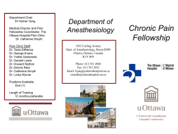 Chronic Pain Fellowship Department of Anesthesiology