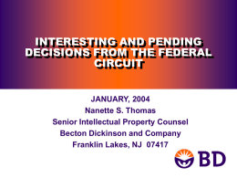 Thomas, Nanette S. "INTERESTING AND PENDING DECISIONS