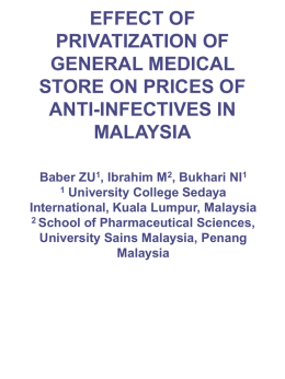 Effect of Privatization of General Medical Store on