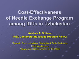Cost-Effectiveness of Needle Exchange Program among