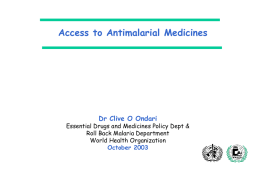 Access to Antimalarial Drugs - WHO archives