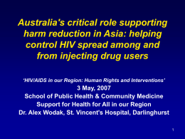 Australia`s critical role supporting harm reduction