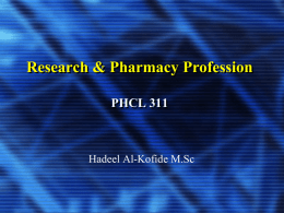The Role of Hospital Pharmacists