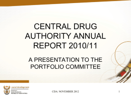 THE ROLE OF THE CDA - Parliamentary Monitoring Group