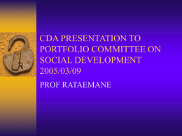cda presentation to portfolio committee on social development