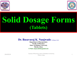 Solid Dosage Forms (Tablets)