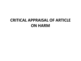 CRITICAL APPRAISAL OF ARTICLE ON HARM