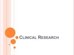 Intro to Clinical Research