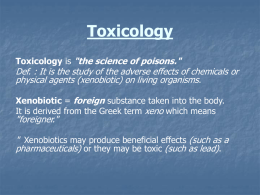 Toxicology (Introduction) - Home
