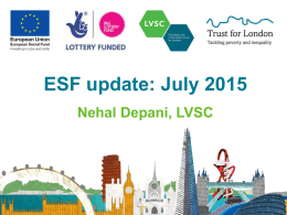 LVSC presentation: update on the ESF programme in