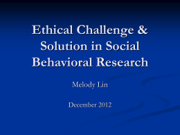 Ethical Challenge & Solution in Social Behavioral Research