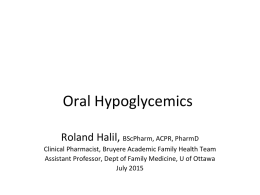 Oral Hypoglycemics - Bruyere/Primrose Units