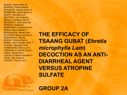 THE EFFICACY OF TSAANG GUBAT (Ehretia microphylla Lam)