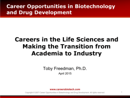 Careers in the Life Sciences — Finding Your Way