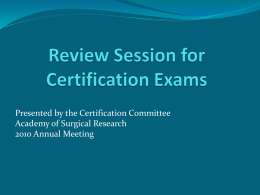Review Session for Certification Exams