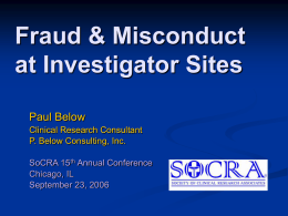 Discovery of Misconduct at Clinical Sites