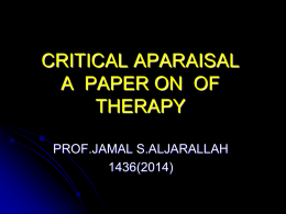 05-Critical Appraisal Skills,Therapeutic