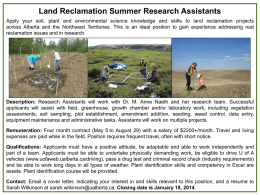 Land Reclamation Summer Research Assistants