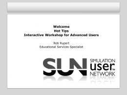 Welcome Hot Tips Interactive Workshop for Advanced Users