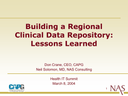 Building a Regional Clinical Data Repository