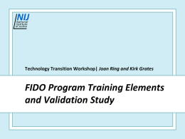 FIDO Program Training Elements and Validation Study Technology