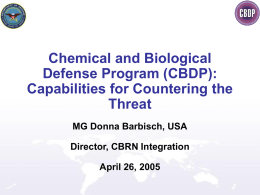 Chemical & Biological Defense Program (CBDP): Capabilities