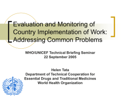 Evaluation and Monitoring of Country