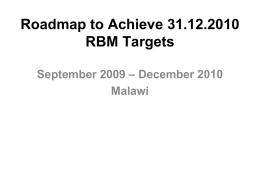 Roadmap to Achieve 31.12.2010 RBM Targets