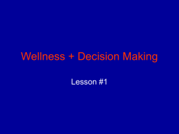 Lesson 1 Wellness