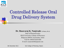 Controlled Release Oral Drug Delivery System