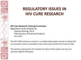 Regulatory issues in HIV cure Research
