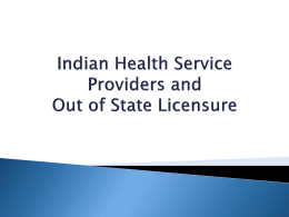 Indian Health Service Providers and Out of State